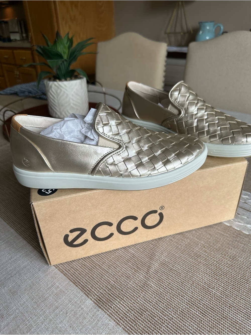Ecco Soft 7 Woven Leather Slip-On Sneakers